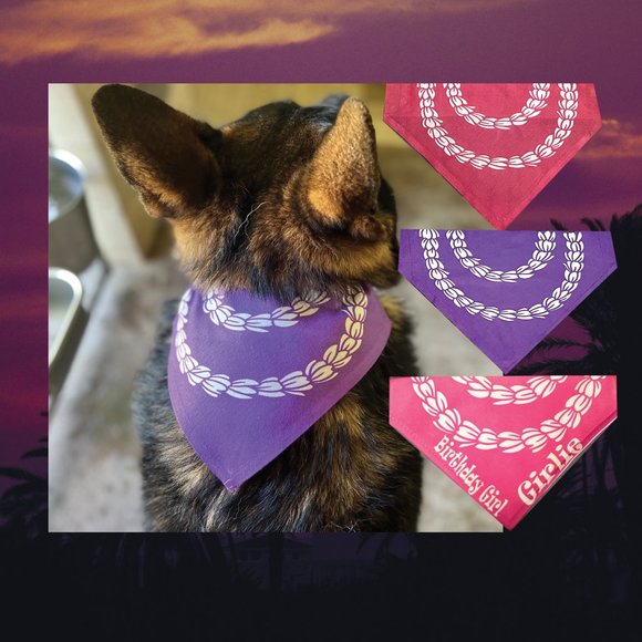 Personalized Hawaii Flower Lei Pikake Pet Dog Bandana Scarf